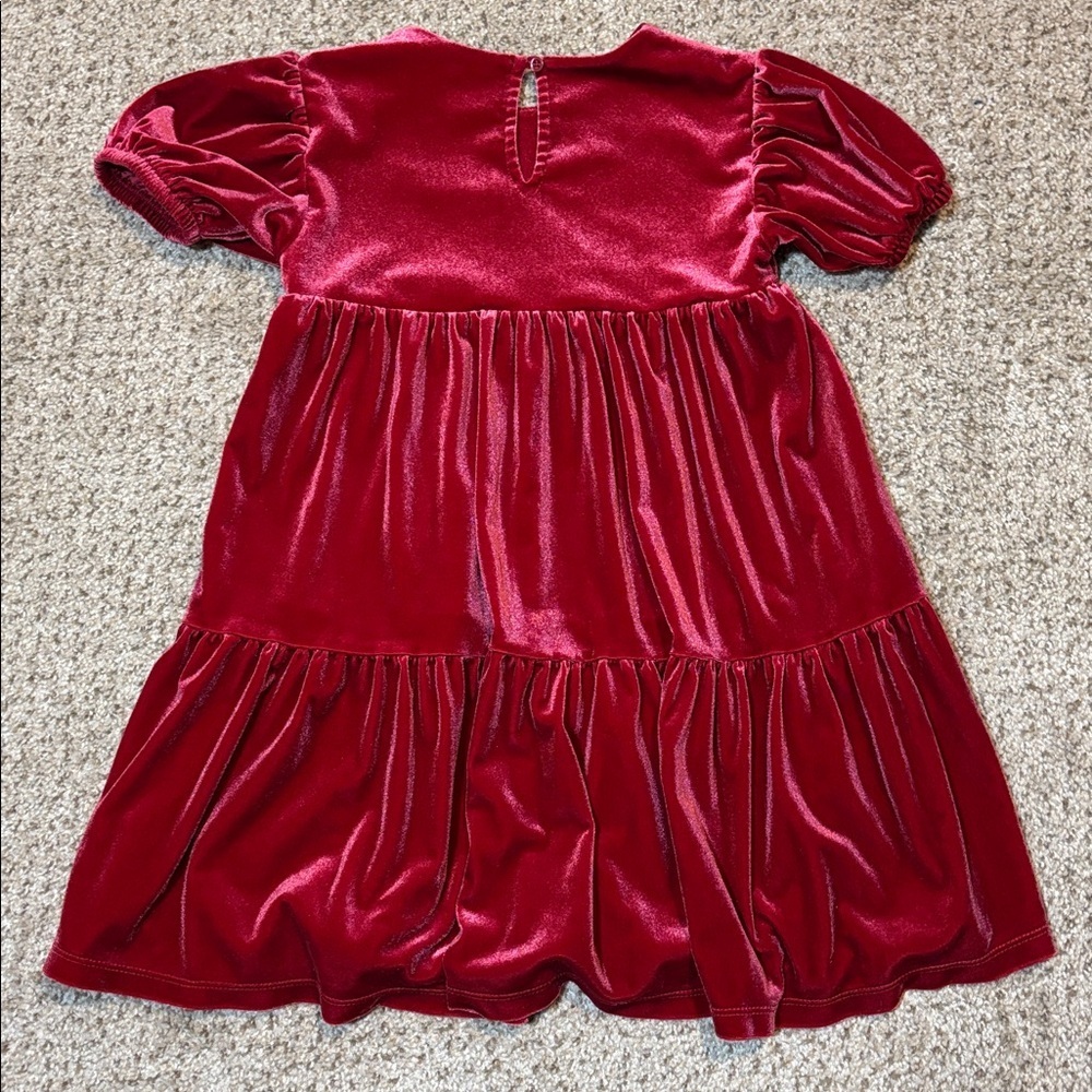 Gap Kids Red Velour Tiered Dress Size 5 | holiday | Christmas | festive | dressy - Picture 4 of 5